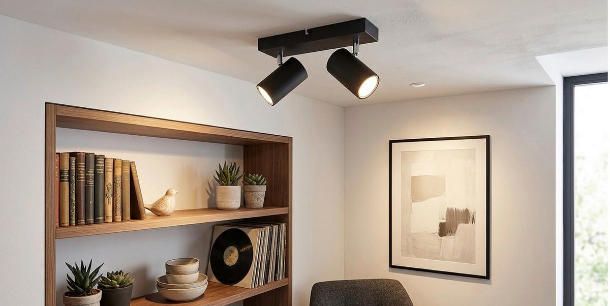 Strahler Felix 2-Flammig verstellbar L: 26 cm - Schwarz, MODERN, Metall (26/5,5/12cm) - Luca Bessoni