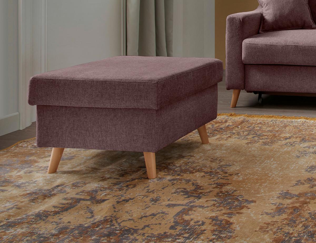 Hocker Valentina Polyester Bordeaux Sitz Gepolstert H: 43 - Bordeaux/Naturfarben, KONVENTIONELL, Textil (61/43/61cm) - P & B