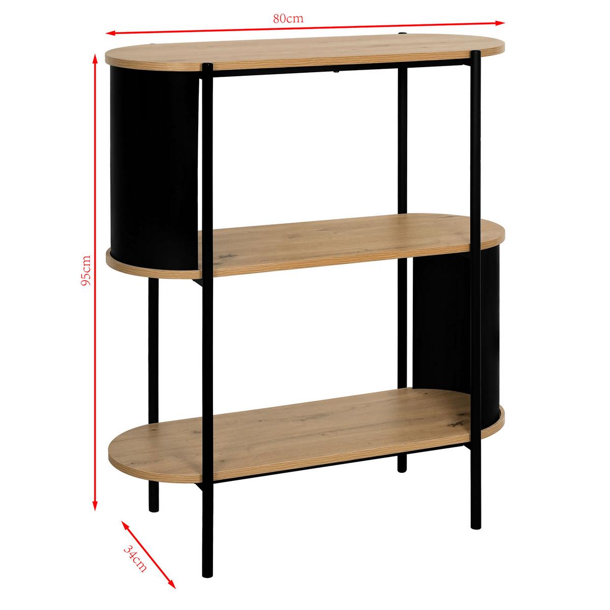 Regal Verona 2 - Schwarz/Eiche Artisan, MODERN, Holzwerkstoff/Metall (80/95/34cm)