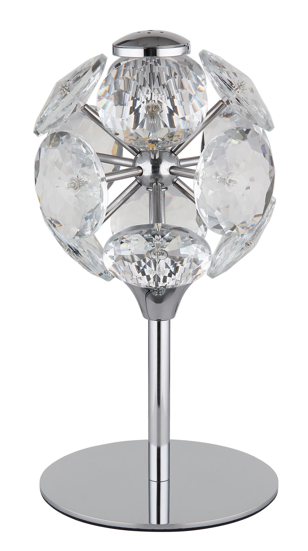 LED-Tischleuchte Virina Chromfarben Klar D: 15 cm - Klar/Chromfarben, KONVENTIONELL, Glas/Metall (15/26,5cm) - Globo