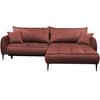 Ecksofa mit Bettkasten Letto 260x189 cm Velours Koralle - Koralle/Schwarz, Design, Textil (260/189cm) - MID.YOU
