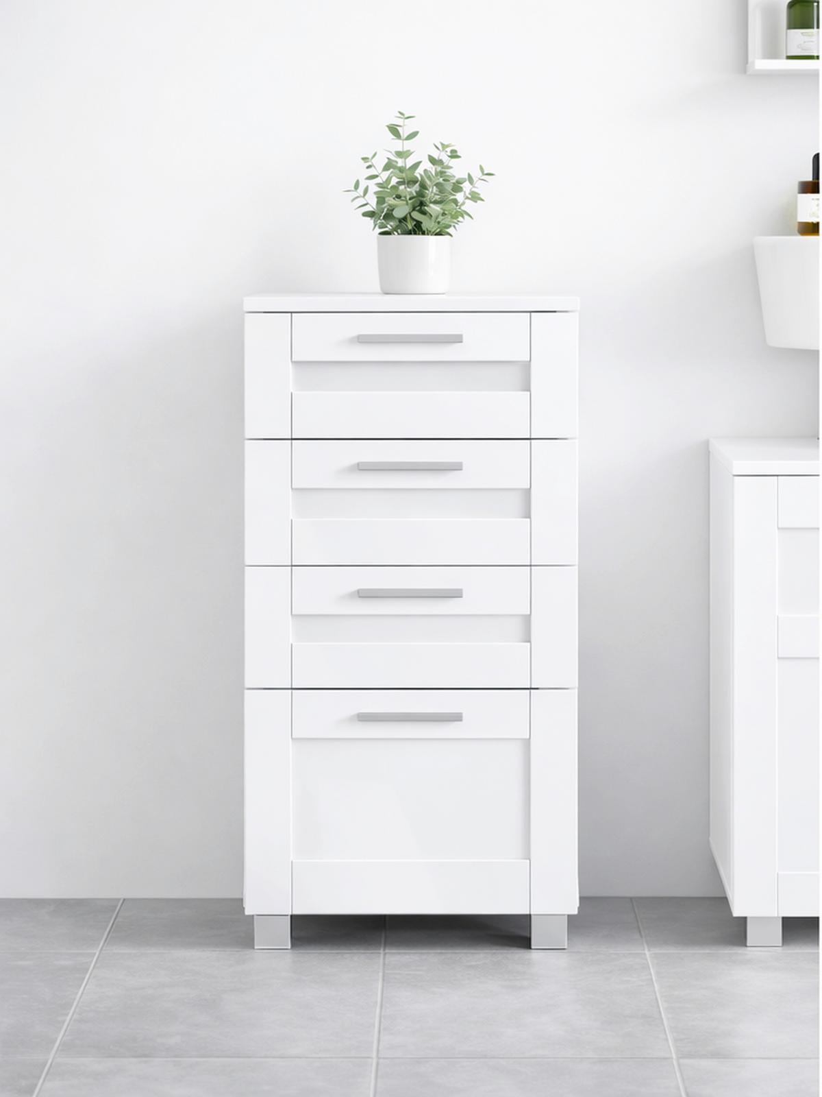 MIDISCHRANK Nilari Weiß B: 38cm - Weiß/Grau, Trend, Glas/Holzwerkstoff (38/76/28cm) - MID.YOU