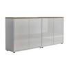 Sideboard Mailand 2 B: 158 cm Weiß - Weiß Hochglanz/Schwarz, MODERN, Holzwerkstoff (158/73/33cm) - MID.YOU