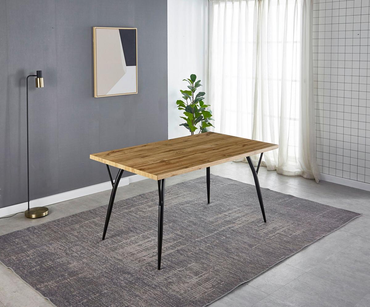 Esstisch 150x90 Eiche Dekor - Eichefarben/Schwarz, Design, Holzwerkstoff/Metall (150/90/77cm) - Livetastic