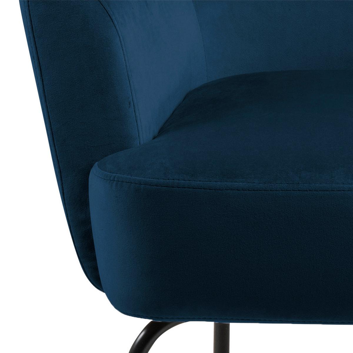 Polsterstuhl Melissa Blau Velours - Blau/Schwarz, KONVENTIONELL, Textil (75/83/75cm) - Livetastic