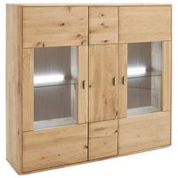 Highboard Massiv B: 156 Cm Ravello Eichefarben - Eichefarben, Design, Glas/Holz (156/141/38cm) - Livetastic