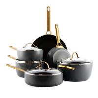 Kochtopfset 6-Teilig. schwarz/Gold - Goldfarben/Schwarz, Basics, Glas/Metall - GreenPan