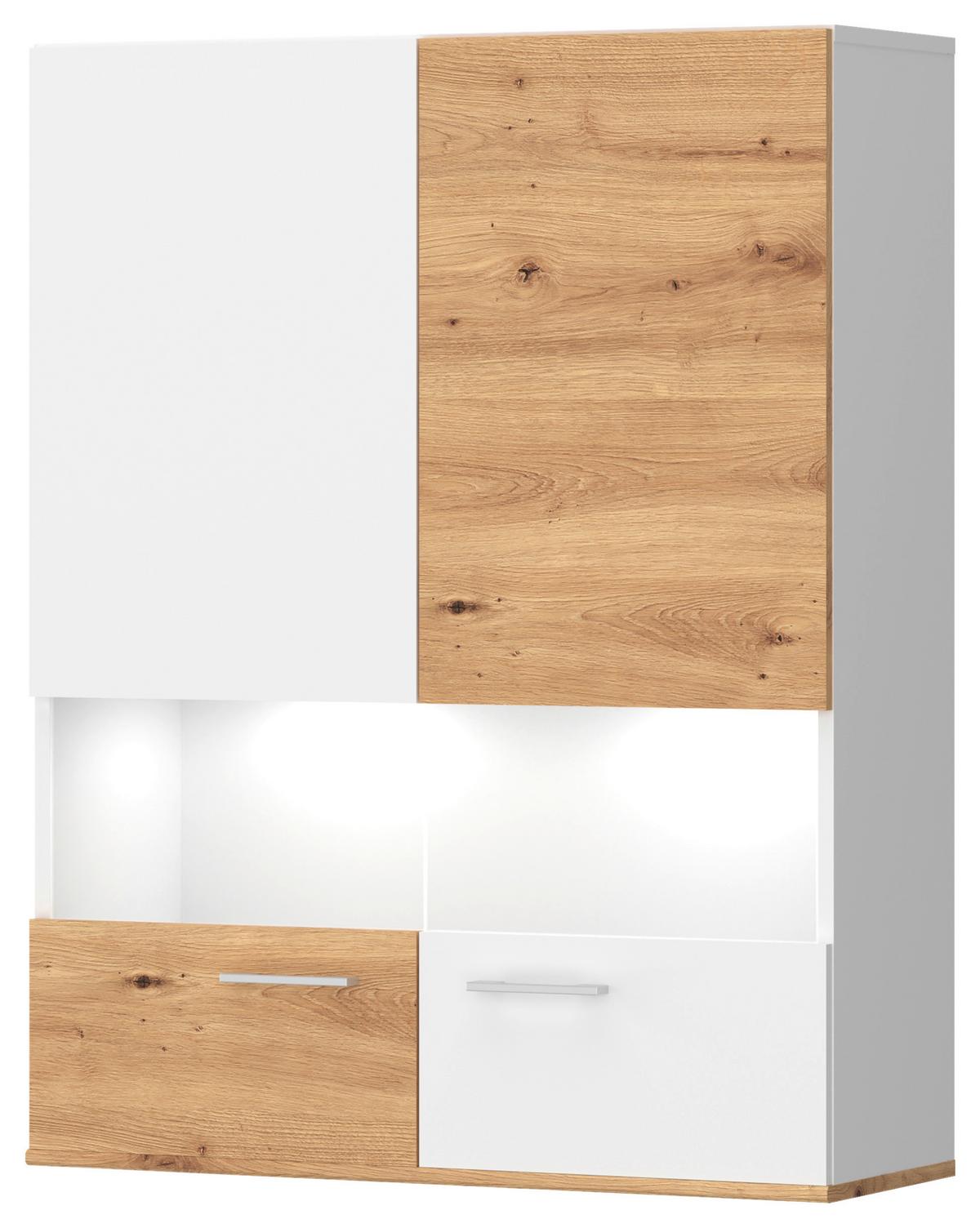 Wohnkombination 3 Tlg. Valencia Alpinweiß - MODERN, Glas/Holzwerkstoff (265/190/40cm)