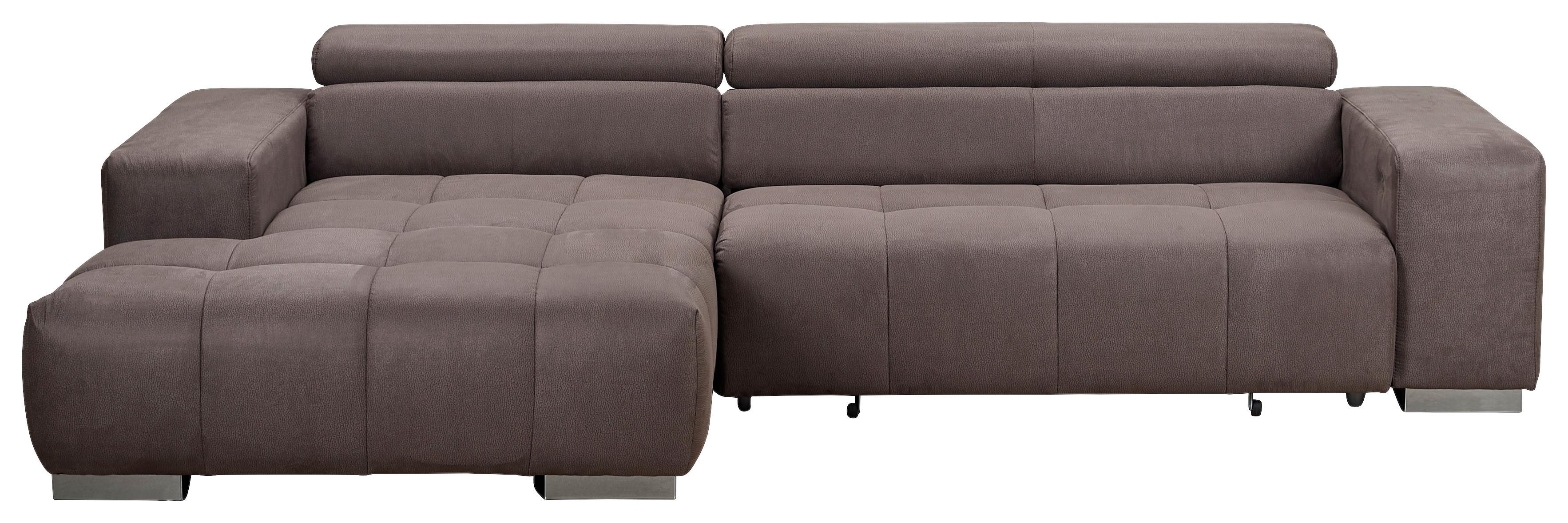 Ecksofa Mit Relaxfunktion Orion Graubraun Mikrofaser - Graubraun/Silberfarben, KONVENTIONELL, Textil (186/307cm) - Livetastic