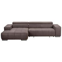 Ecksofa Mit Relaxfunktion Orion Graubraun Mikrofaser - Graubraun/Silberfarben, KONVENTIONELL, Textil (186/307cm) - Livetastic