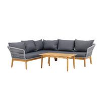 Loungegarnitur Chania - Dunkelgrau/Grau, KONVENTIONELL, Holz/Kunststoff (210/160cm) - Gardenson