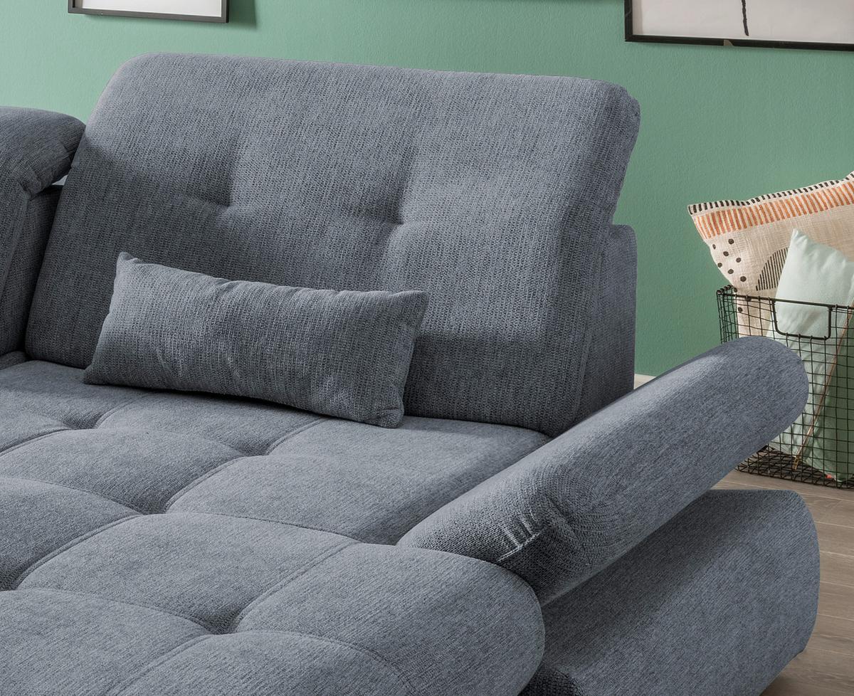 Ecksofa mit Schlaffunktion Dalida Hellblau Chenille - Chromfarben/Hellblau, Design, Textil (300/196cm) - Livetastic