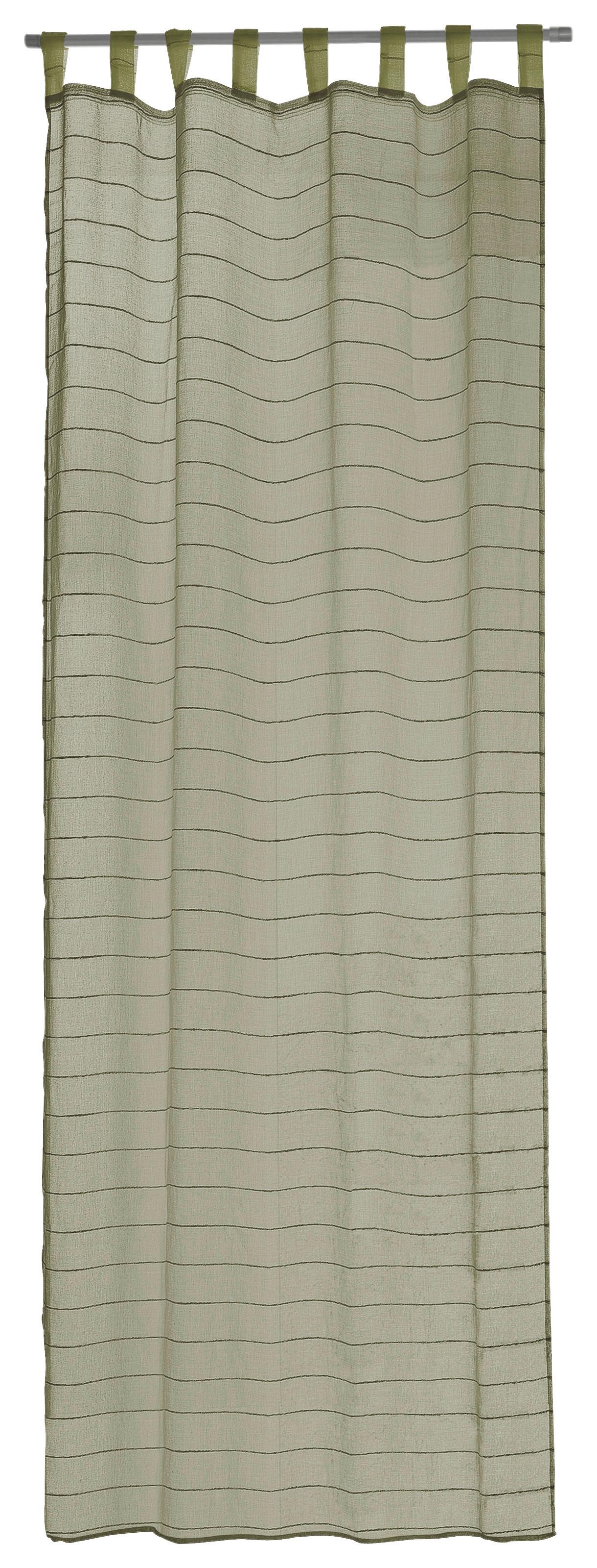 Vorhang mit Schlaufen und Band Uta 140x255 cm Grün Streifen - Grün, MODERN, Textil (140/255cm) - Luca Bessoni