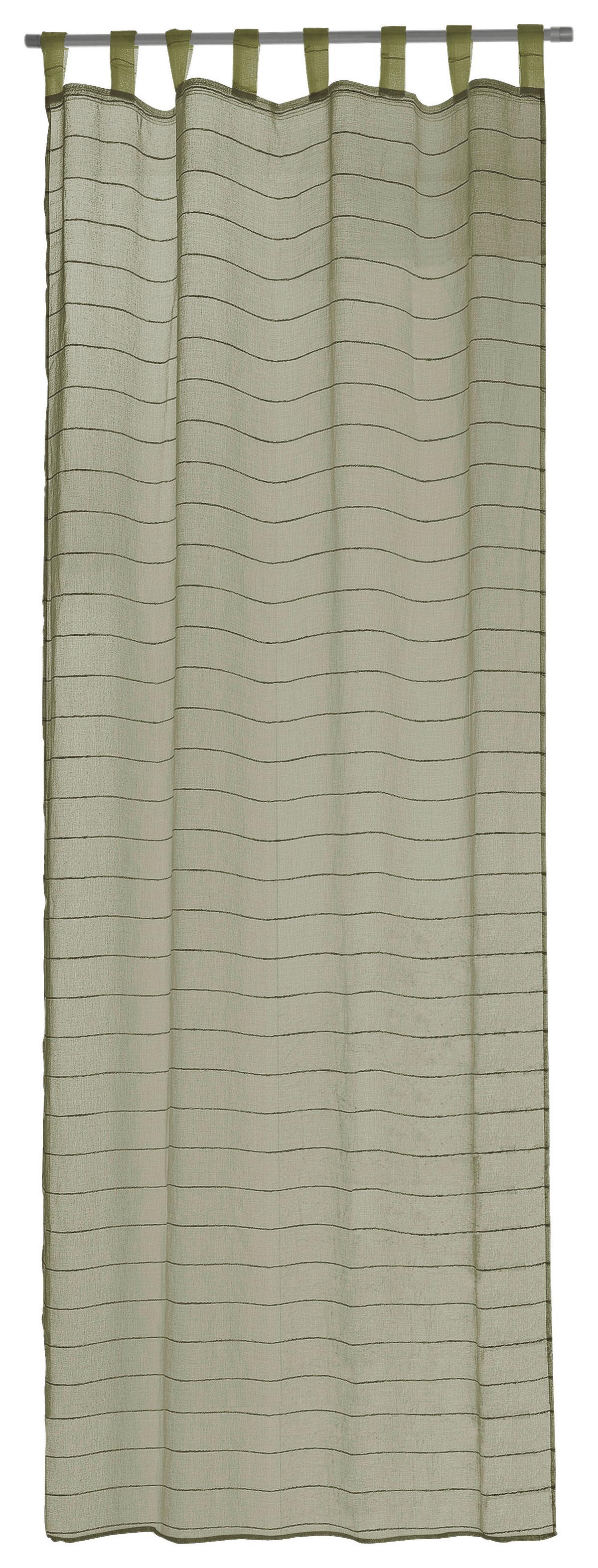 Vorhang Mit Schlaufen Und Band Uta 140x255 Cm Grün Streifen - Grün, MODERN, Textil (140/255cm) - Luca Bessoni