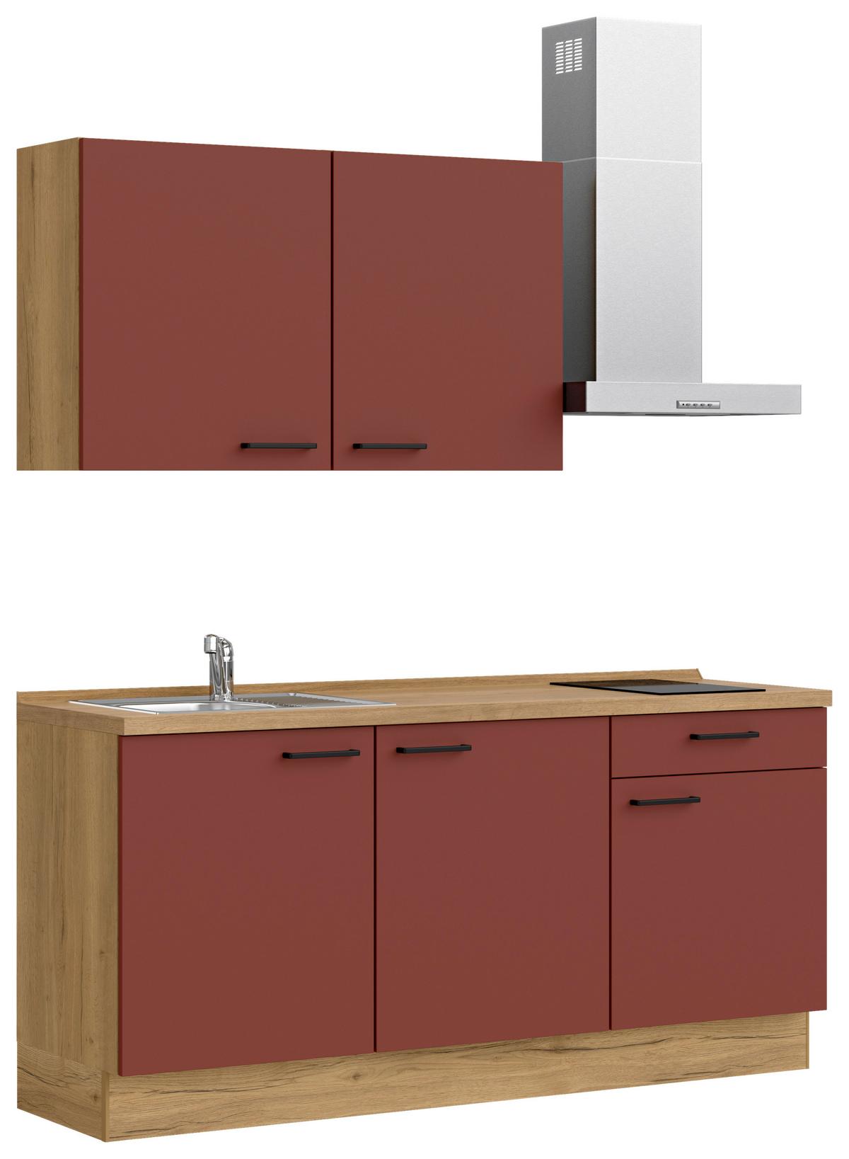 Küchenleerblock Easytouch Low-Line, L1 Rechts - Eichefarben/Rot, MODERN, Holzwerkstoff (180cm) - Nobilia