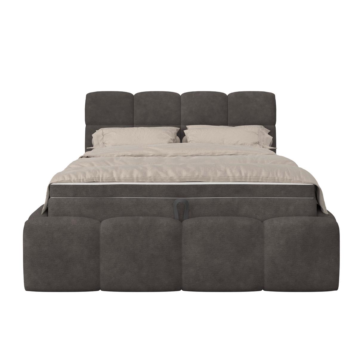 Polsterbett Noe Anthrazit 140x200 cm - Anthrazit/Schwarz, Trend, Textil/Metall (140/200cm)