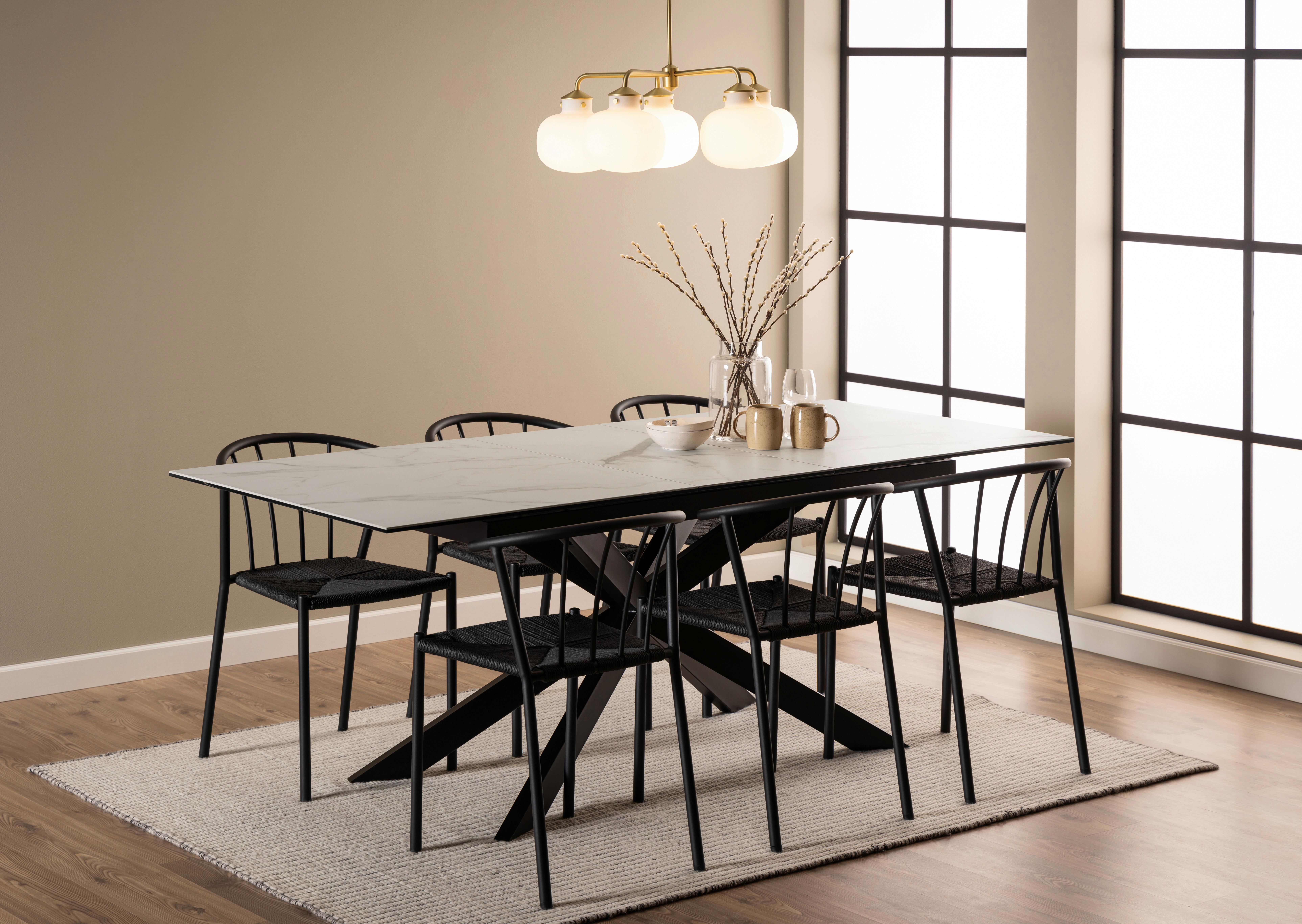 Esstisch Irwine H000023565 - Schwarz/Weiß, Design, Glas/Keramik (210/90cm) - MID.YOU