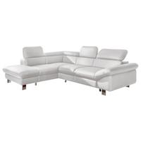 Ecksofa mit Schlaffunktion Driver Weiß Lederlook - Chromfarben/Weiß, MODERN, Textil (214/266cm) - MID.YOU