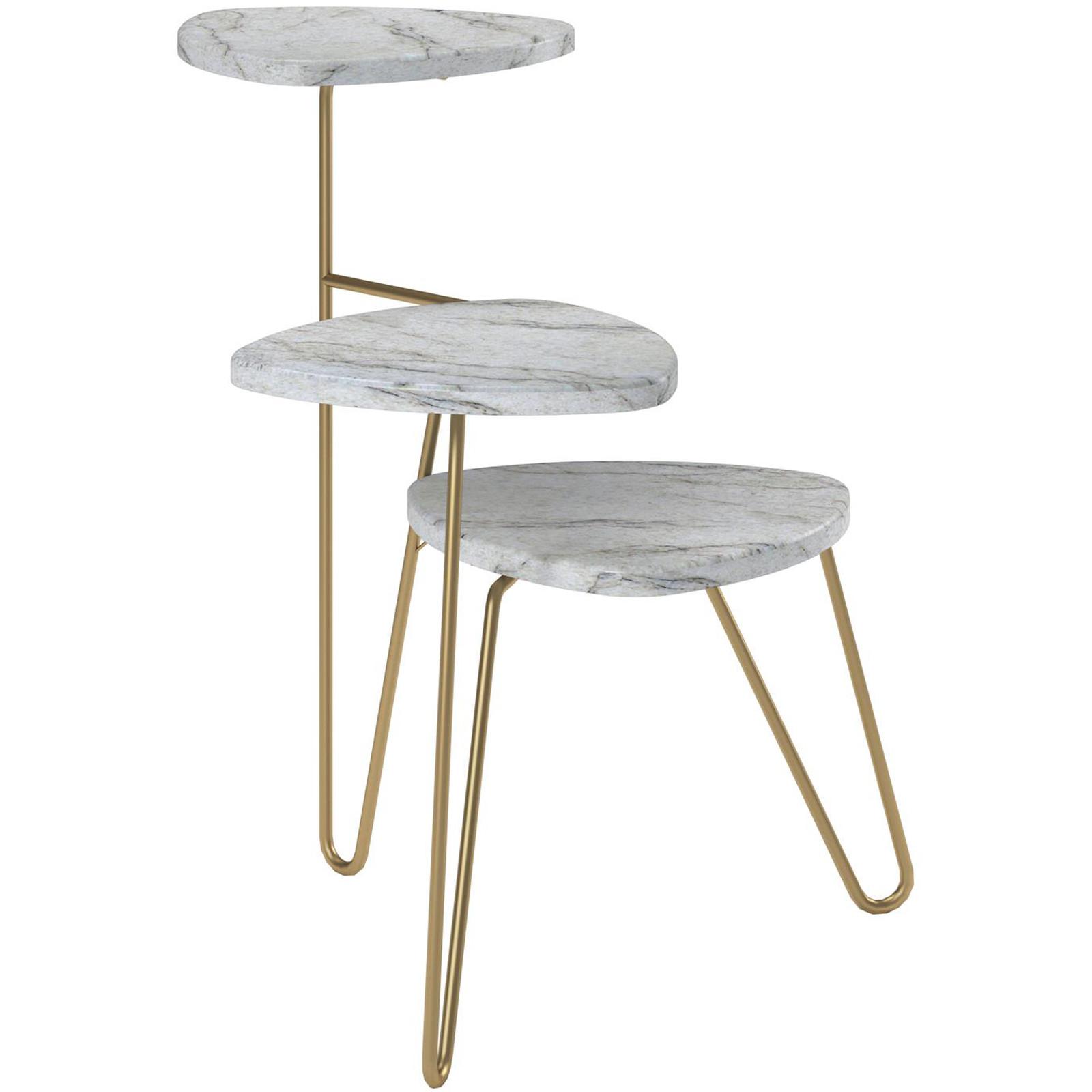 Konsole Athena Weiß 55 cm - Goldfarben/Weiß, Design, Holzwerkstoff/Metall (55/63/52cm) - MID.YOU