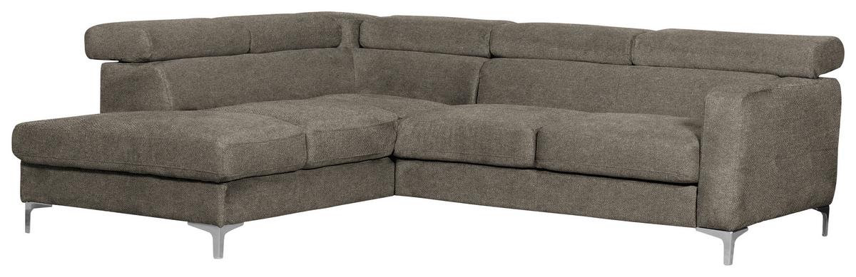 Ecksofa Sammy Braun - Chromfarben/Braun, Design, Textil (207/242cm) - Livetastic