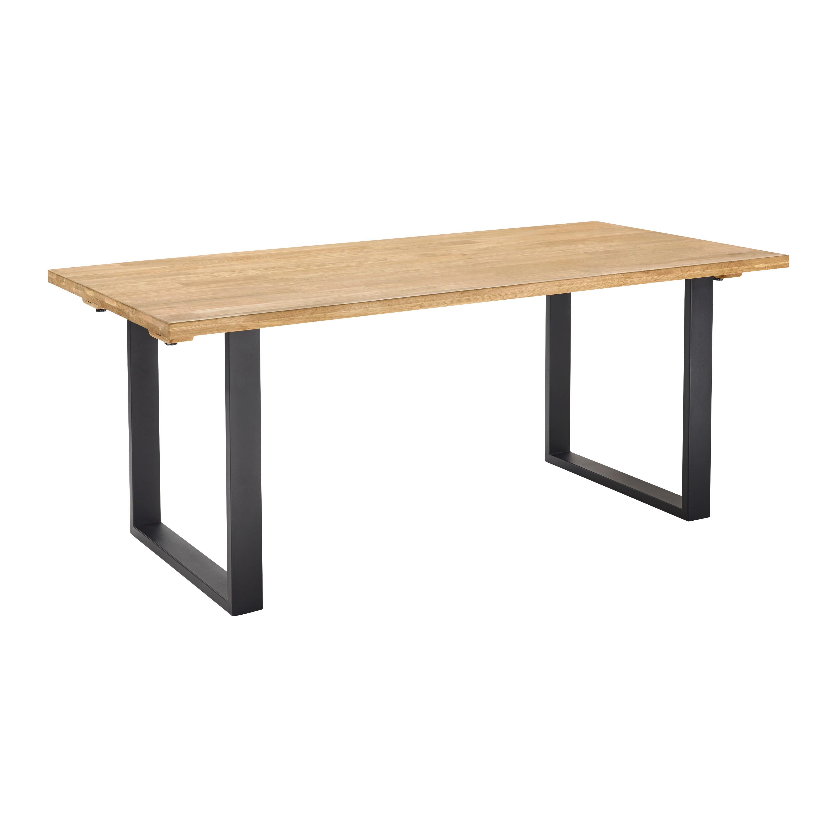 Rozkladací stôl ADAMO masív 180-220 x 90 cm - čierna/farba duba, Modern, kov/drevo (180-220/90/76cm) - P & B