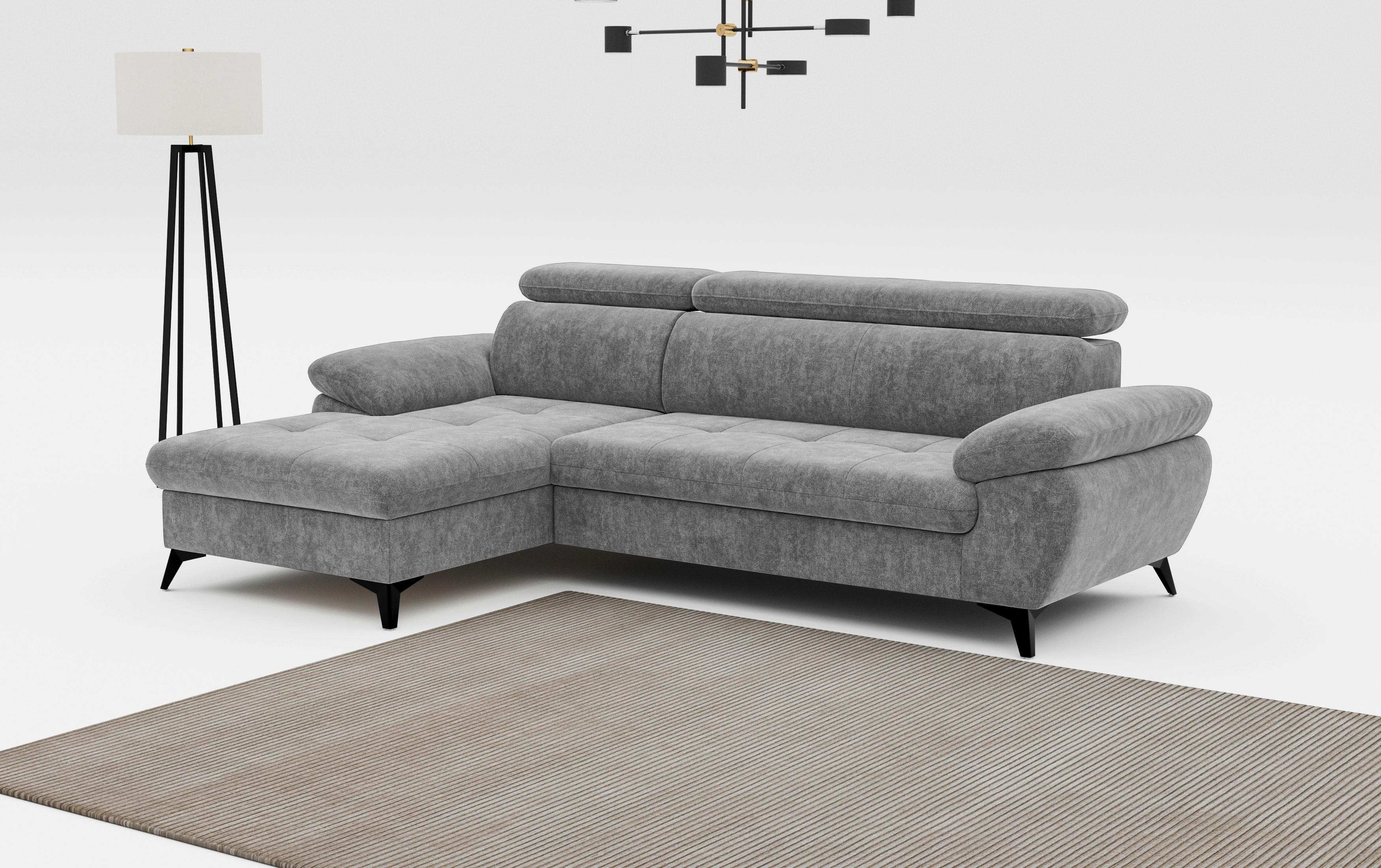 Ecksofa Mit Bettkasten Hudson 166x261 Cm Grau - Schwarz/Grau, Textil (166/261cm) - MID.YOU