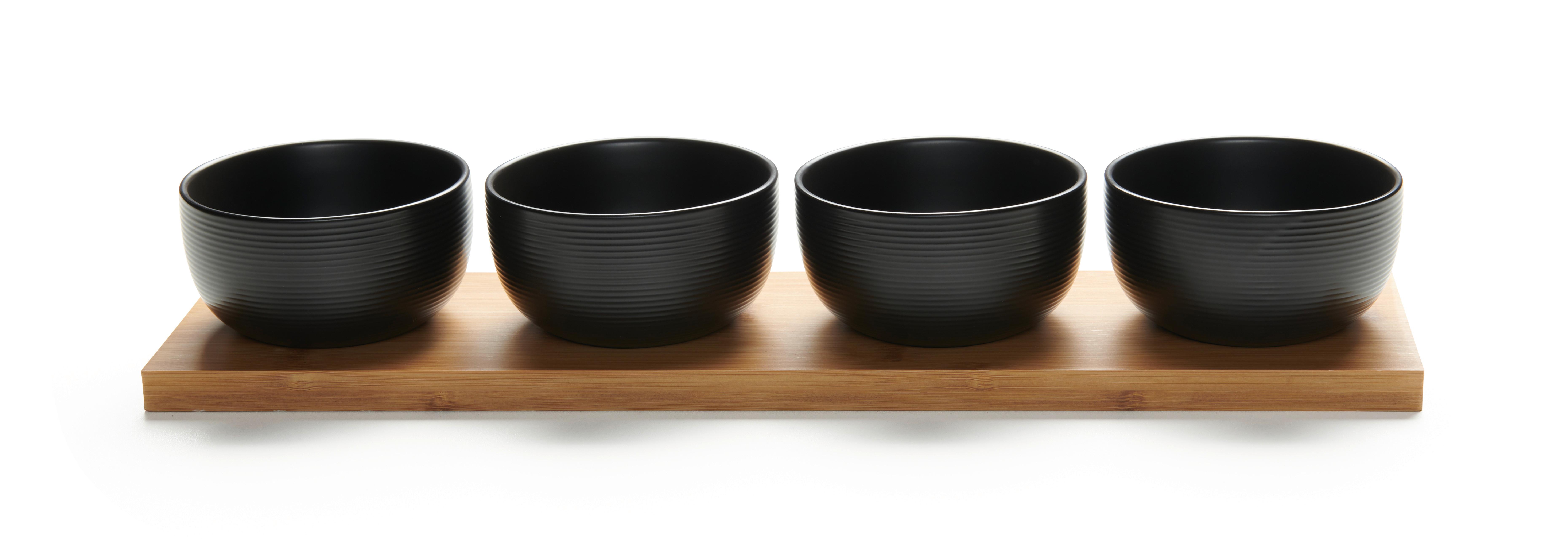 sada misiek na omáčku TAPAS - 4 - černá, Moderní, dřevo/keramika (45/11.5/7.2cm) - Modern Living
