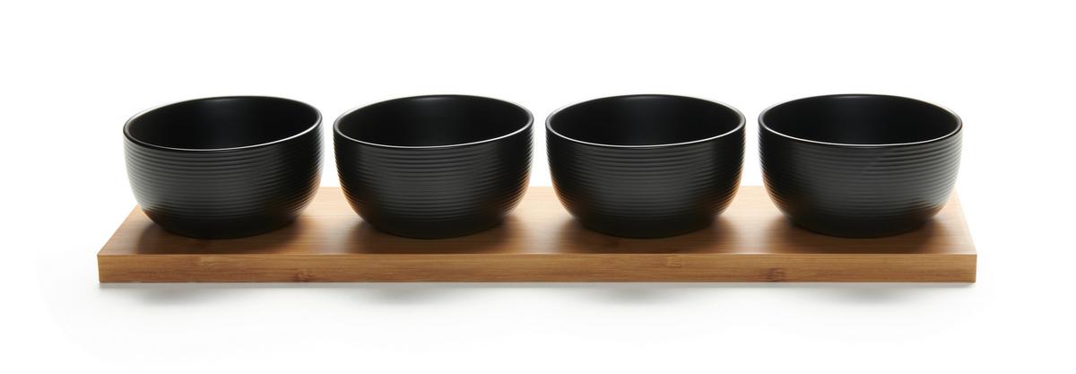 sada misiek na dip TAPAS - 4 - čierna, Modern, drevo/keramika (45/11.5/7.2cm) - Modern Living