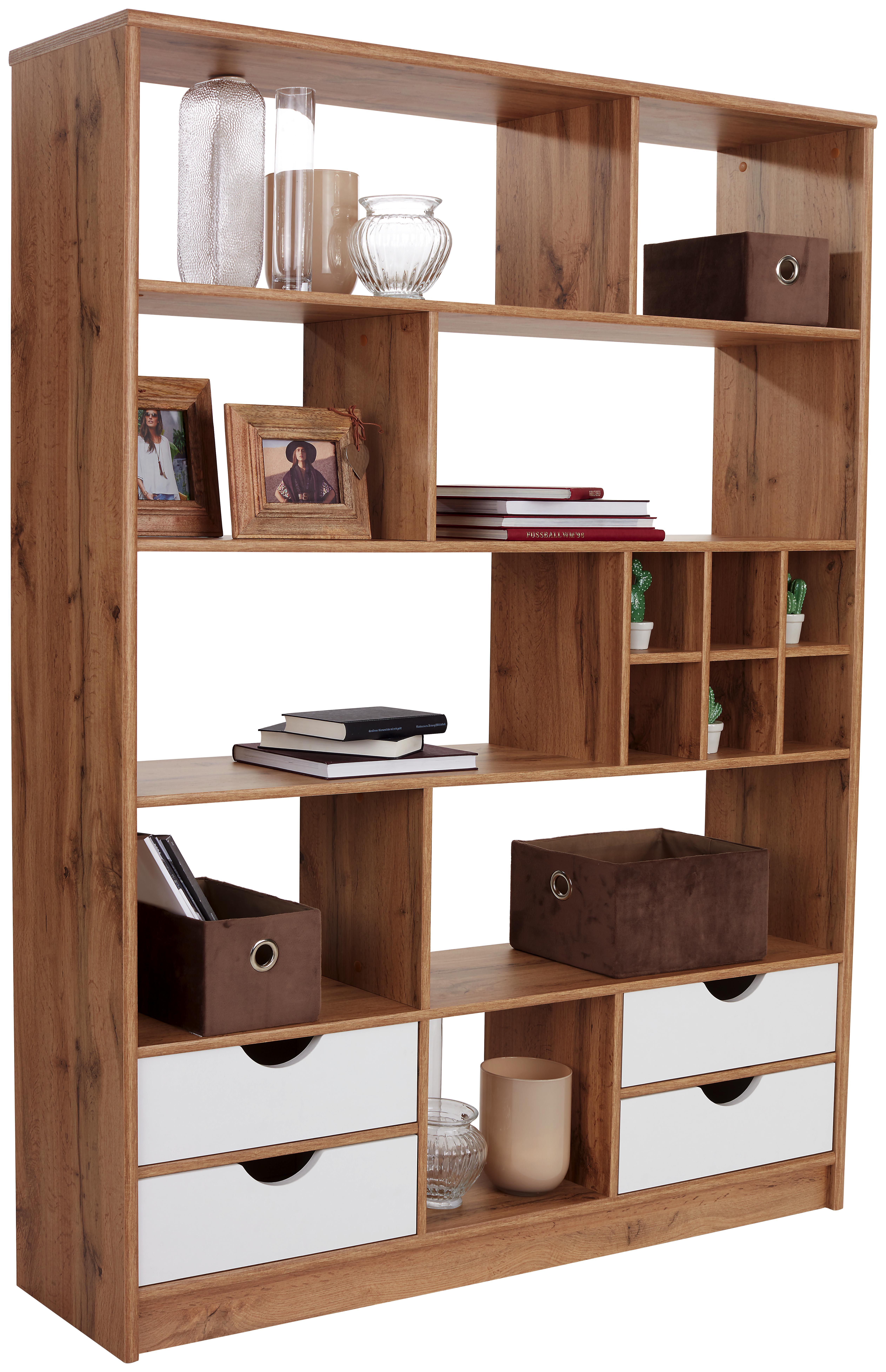 RAUMTEILER MEGGY - Tölgyfa/Fehér, modern, Fa (140/184/32cm)