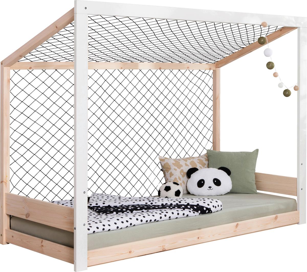 Bodenbett Mit Matratze 90x200 Cm Naturfarben/weiß - Naturfarben/Weiß, MODERN, Holz/Textil (90/200cm) - MID.YOU