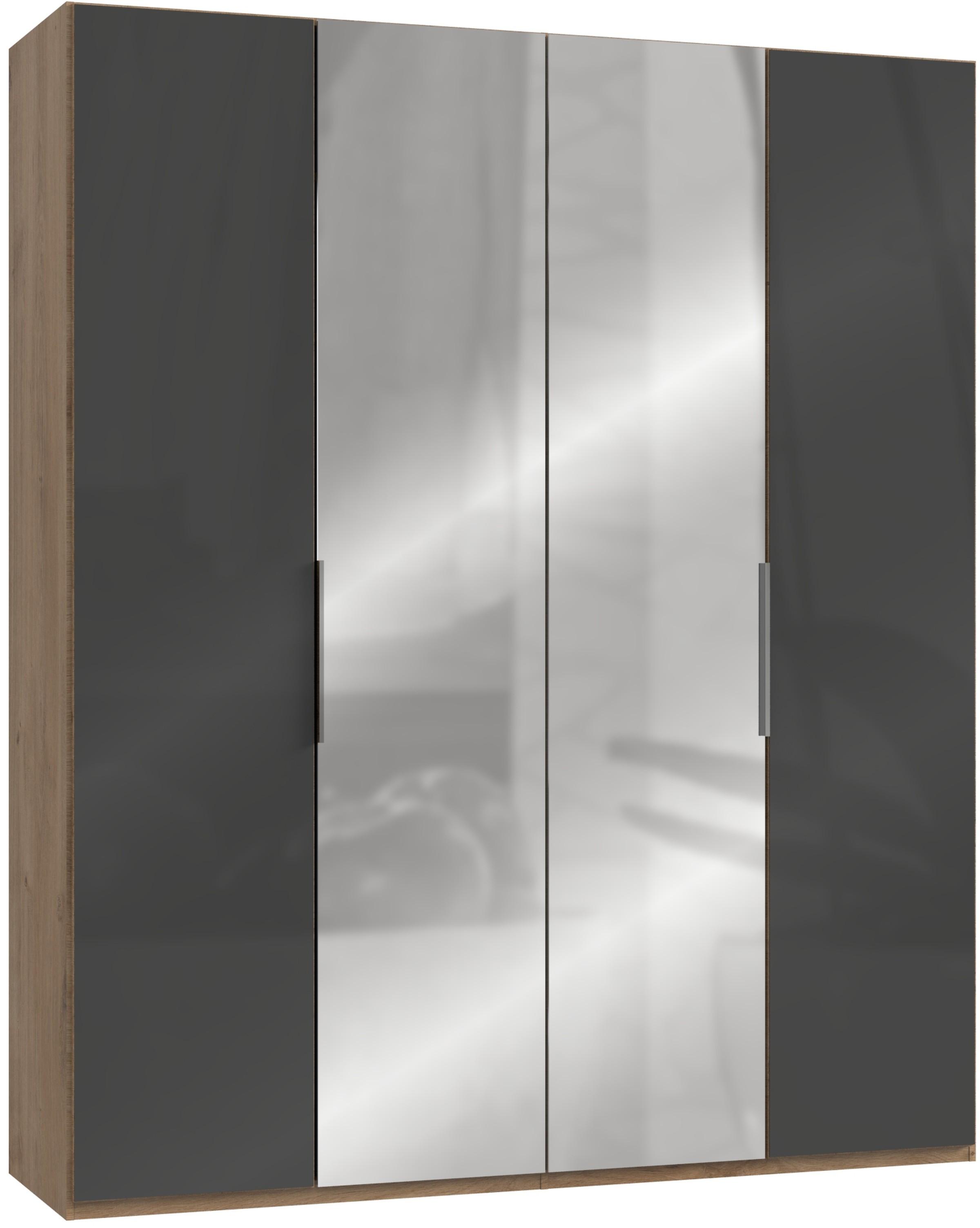 Drehtürenschrank 200cm Level, Grau/eiche Dekor - Eichefarben/Grau, MODERN, Glas/Holzwerkstoff (200/236/58cm) - MID.YOU