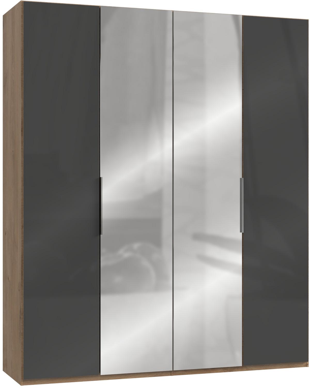 Drehtürenschrank 200cm Level, Grau/eiche Dekor - Eichefarben/Grau, MODERN, Glas/Holzwerkstoff (200/236/58cm) - MID.YOU