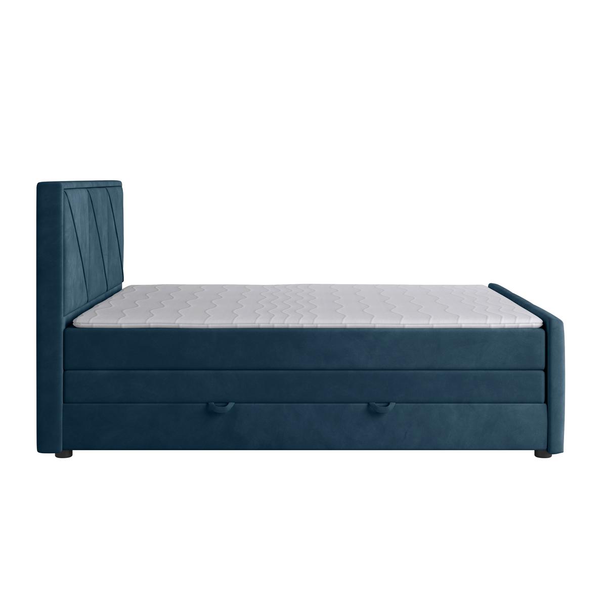 Boxspringbett mit Bettkasten 180x200 cm Blau Bologna - Blau/Schwarz, MODERN, Holz/Kunststoff (180/200cm) - MID.YOU