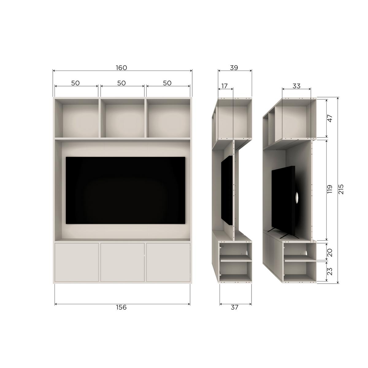 WOHNWAND Meggy Grau B: 160cm - Grau, Design, Holz (160/215/40cm) - Livetastic