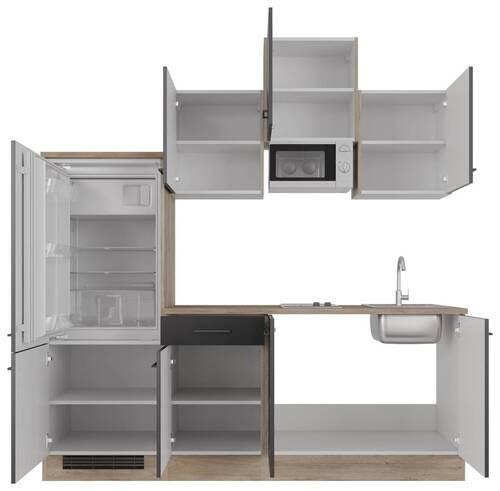 Küchenblock Capri Eiche/Schwarz B: 210 cm - Eichefarben/Schwarz, MODERN, Holzwerkstoff (210cm) - FlexWell