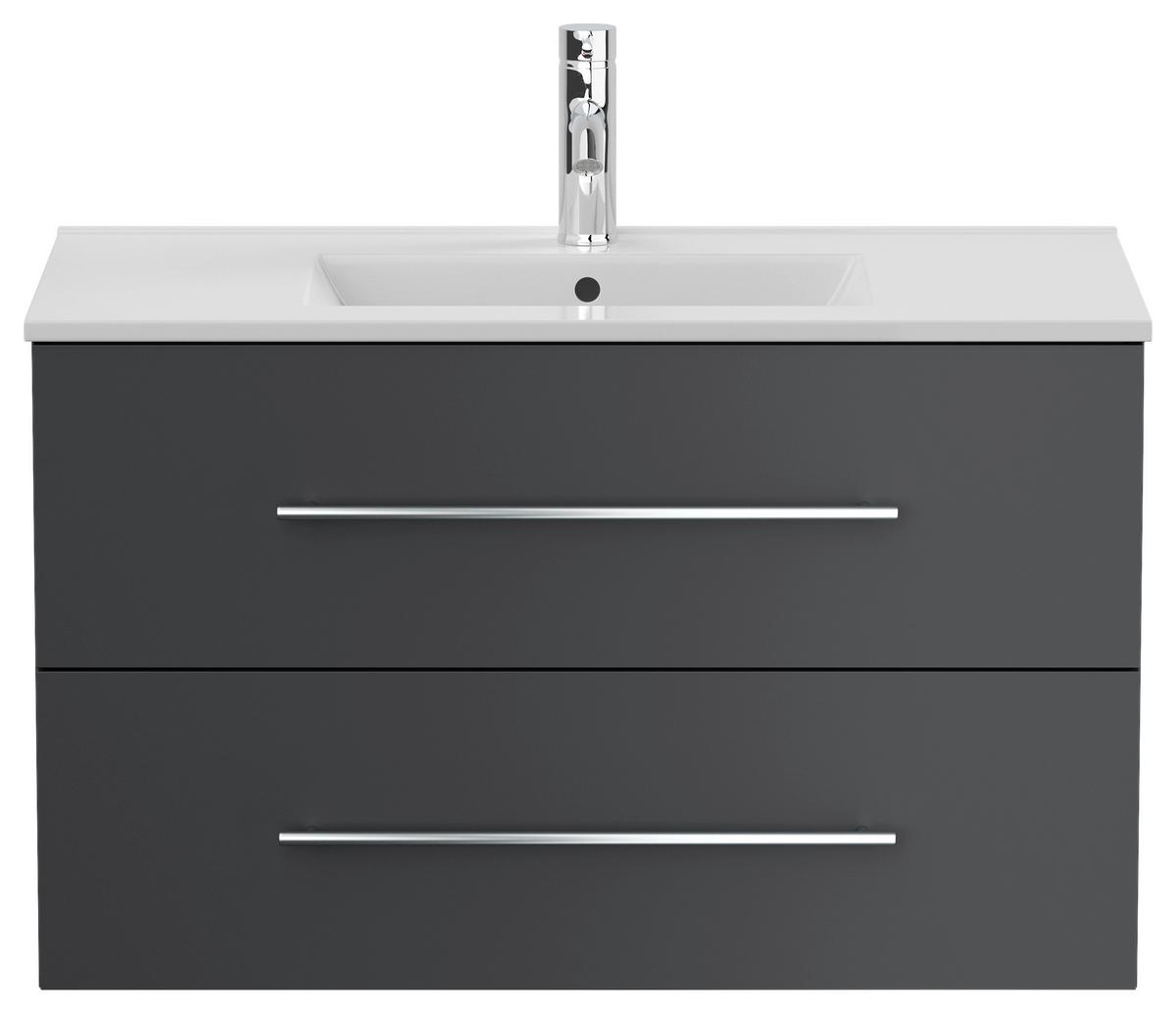 WASCHTISCHKOMBI Homeline, Graphitfarben B: 91 cm - Graphitfarben/Weiß, Basics, Keramik/Holzwerkstoff (91cm) - MID.YOU
