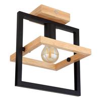 Deckenleuchte L: 25 cm 1-Flammig drehbar mit Holz - Dunkelbraun/Schwarz, Natur, Holz/Metall (25/19,8/28cm) - Globo