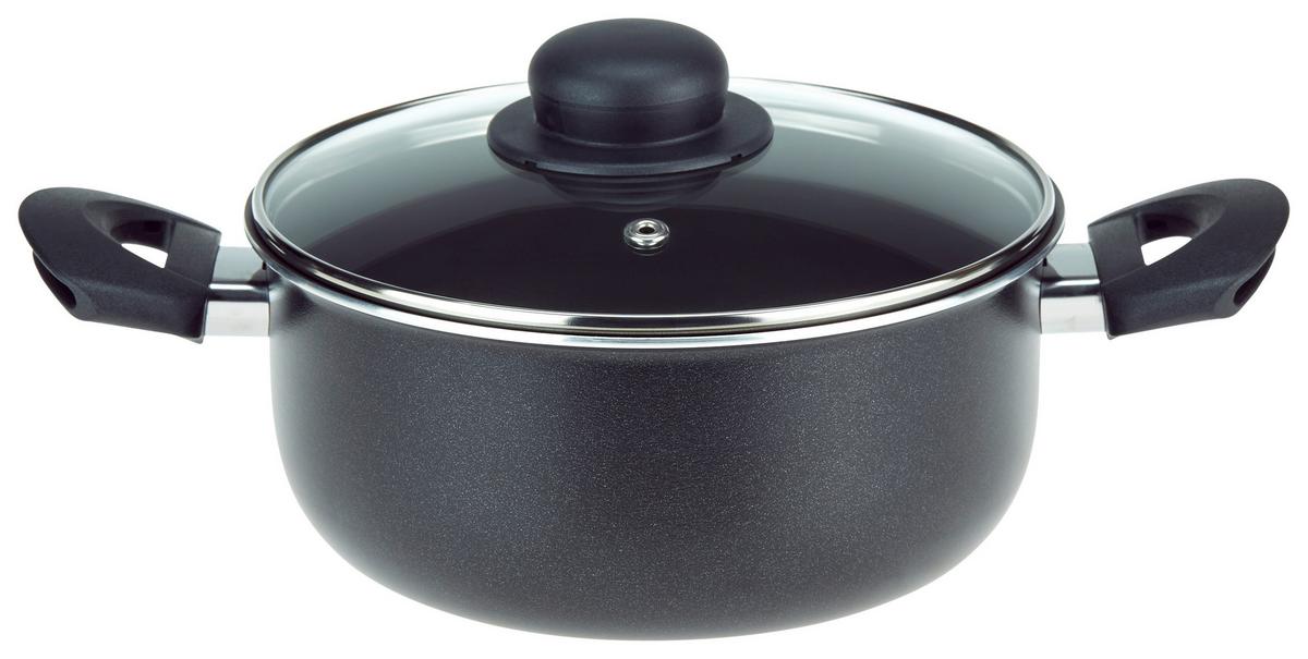 Luca Bessoni Fleischtopf 2,6 L Aluminum Induktion mit Deckel - Transparent/Schwarz, KONVENTIONELL, Glas/Metall (2,6l) - Luca Bessoni