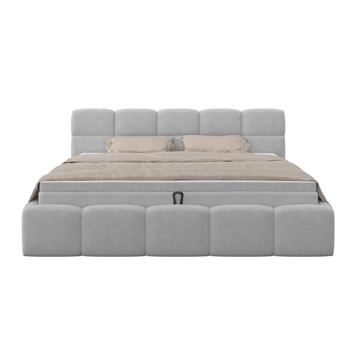 Polsterbett Noe Hellgrau 160x200 Cm - Hellgrau/Schwarz, Trend, Textil/Metall (160/200cm)