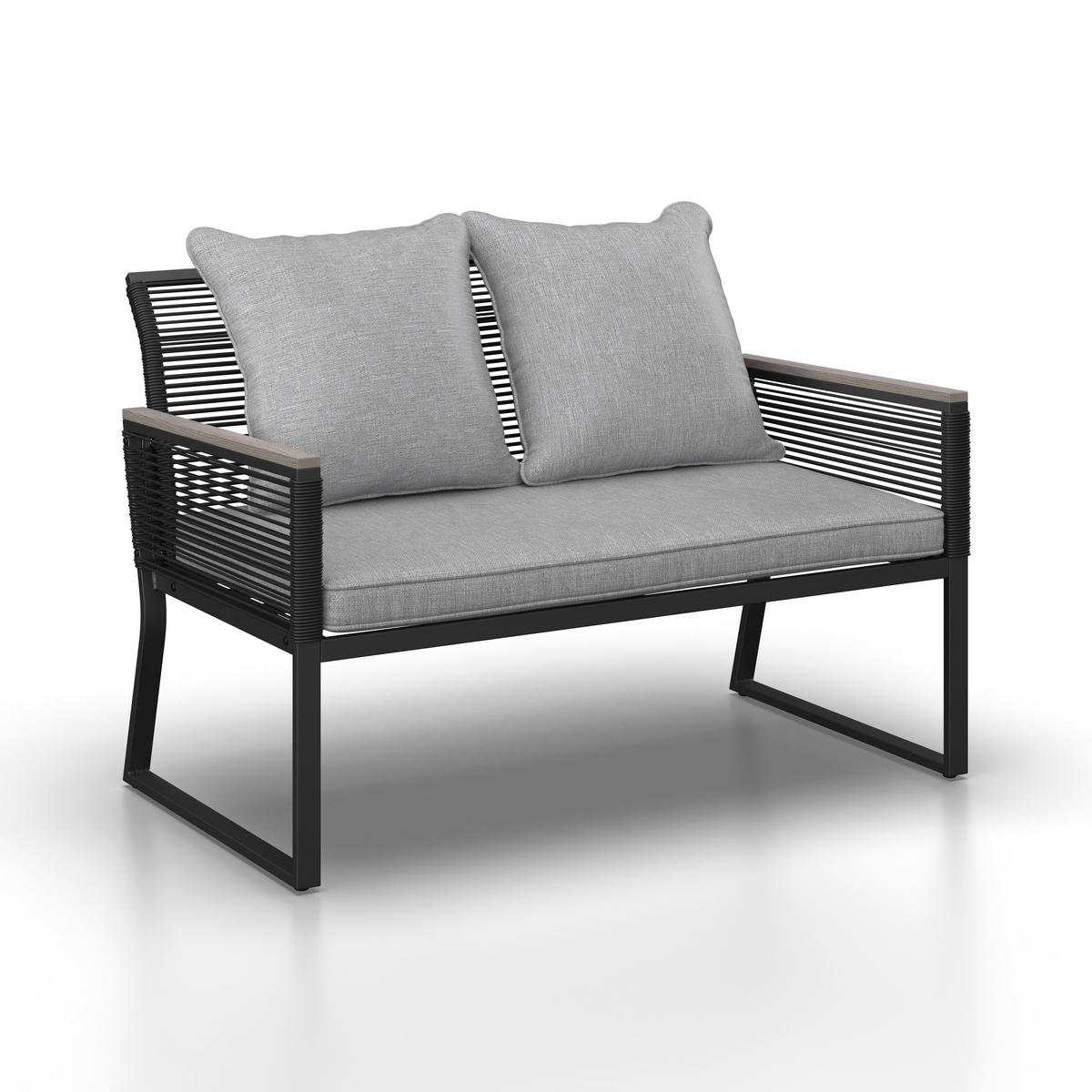 TERASOVÁ SEDACIA SÚPRAVA PAULINA - čierna/svetlosivá, Modern, kov/textil (106/74/70,5cm) - Bessagi Garden