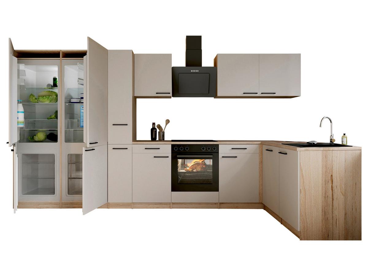 ECKKÜCHE Merle, Kaschmir S: 370x172cm - Kaschmir/Eichefarben, Trend, Holzwerkstoff (370/172cm) - Respekta