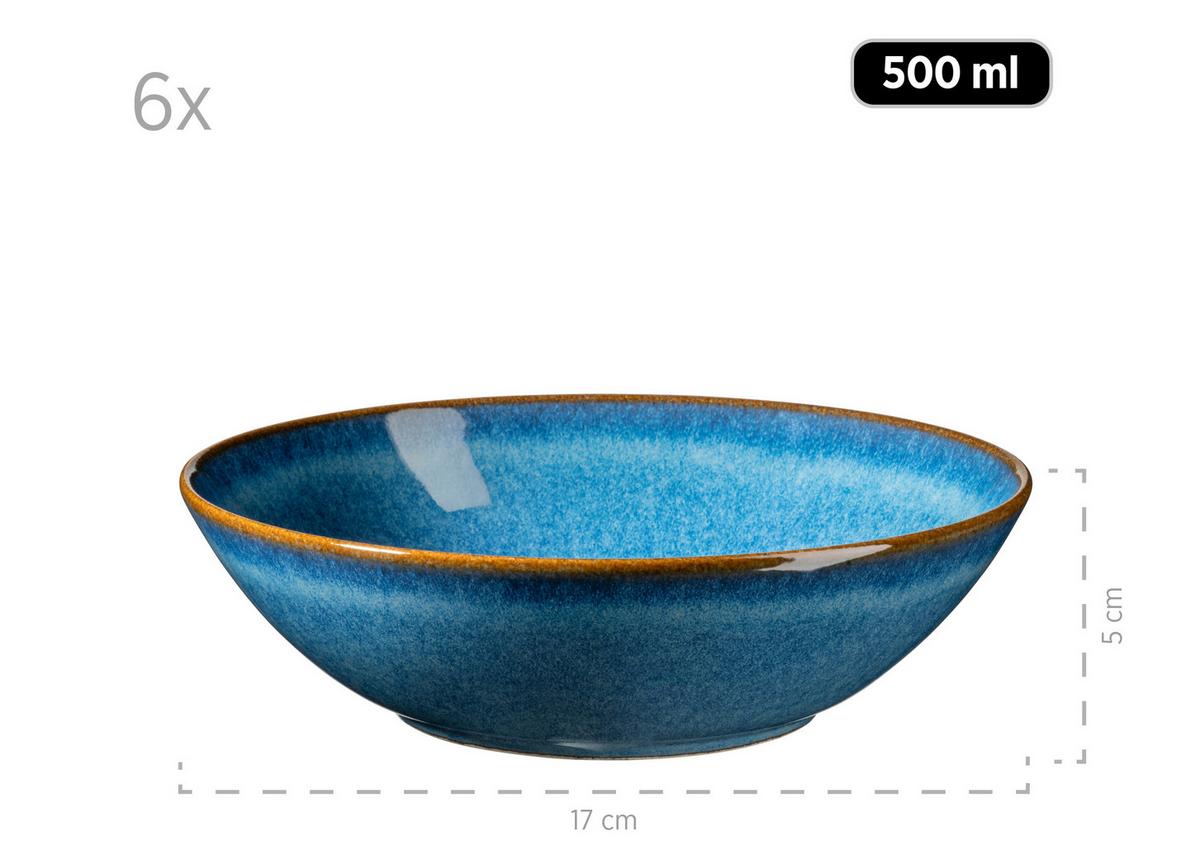 Salatset Königsblau Blau 7-Teilig - Blau, Basics, Keramik (35,5/36,5/31,5cm) - Mäser