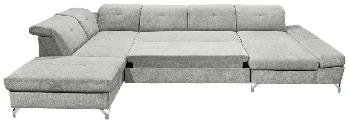 Ecksofa Melfi Schlammfarben U: 245 cm - Schlammfarben/Silberfarben, MODERN, Textil (245/350/168cm) - MID.YOU