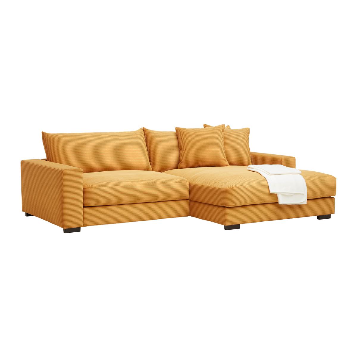 Rohová sedačka PEDRO, pravá, horčicovožltý menčester - horčicovožltá, Modern, textil (265/83/180cm) - Mömax