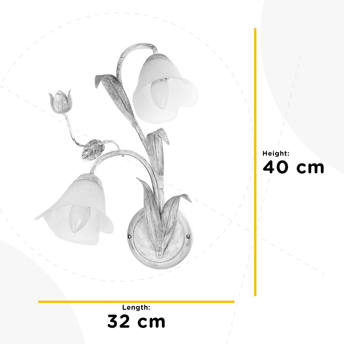 Wandleuchte 4985/ap2 - Pink/Weiß, KONVENTIONELL, Glas/Metall (32/18/40cm)