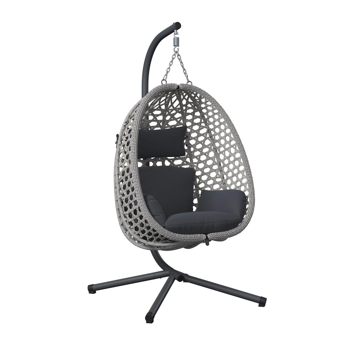 ZÁVESNÉ KRESLO AMY - prírodná farba/tmavosivá, Modern, kov/textil (95/196/103cm)