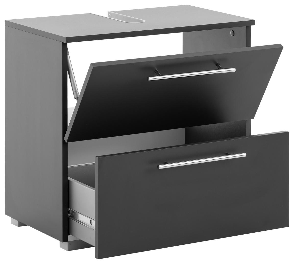 Waschbeckenunterschrank Carlos B: 60,2 Cm Anthrazit - Anthrazit/Silberfarben, KONVENTIONELL, Holzwerkstoff (60,2/59,1/35cm) - MID.YOU