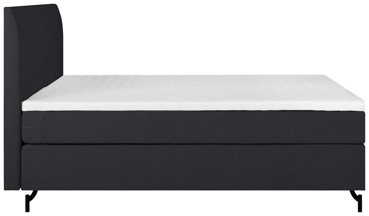 Boxspringbett mit Topper 160x200 cm  Linz, Schwarz - Schwarz, MODERN, Textil (160/200cm) - MID.YOU