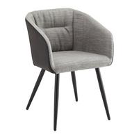 Jedálenská stolička Bianco pravá koža čierna - čierna/sivá, Modern, kov/koža (55,5/75,5/58cm) - Bessagi Home