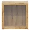 Vitrine 2 Türen, B: 64 cm Sixty-Four, Eichefarben - Eichefarben/Schwarz, Trend, Glas/Holzwerkstoff (64/64/35cm)